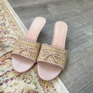 Kate spade savannah raffia and leather heel sandals